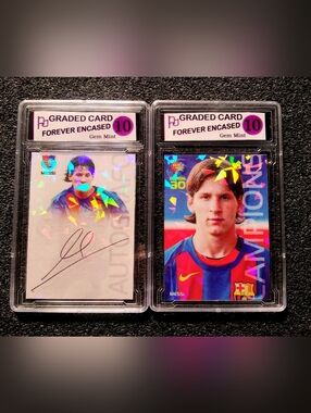 Lionel Messi Barcolona Cracked Ice Autograph Rookie Card Set. Graded 10 Gem Mint